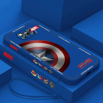 Логотип щита Капитана Америки для Xiaomi Poco для X4 X3 F4 F3 NFC M5 M4 M3 GT S Pro 4G 5G Жидкая левая веревочная крышка Чехол для телефона