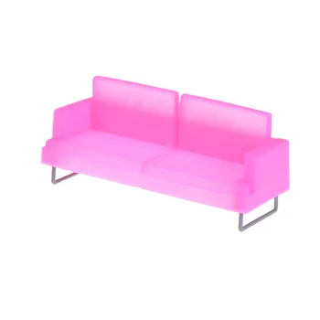 Миниатюрный диван для розового розового пластикового дивана-кресла для куклы Аксессуары для кукольного домика Украшение кукольного домика
