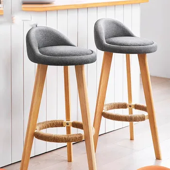  Минималистичные барные стулья в деревянном стиле Стильные европейские качественные удобные бархатные барные стулья Табуреты Дизайн Табурете Альто Мебель