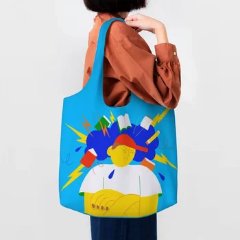 многоразовая сумка для покупок Familie Женская холщовая сумка через плечо Портативная уличная настенная живопись Элдридж Продуктовые сумки для покупок Сумки