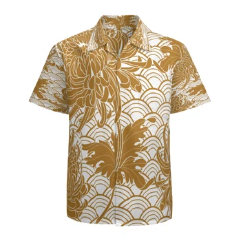  Мужская гавайская рубашка с коротким рукавом Повседневные пляжные рубашки на пуговицах с цветочным принтом с карманом Быстросохнущая дышащая