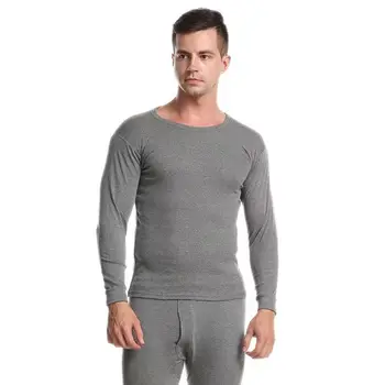 Мужской комплект термобелья из чистого хлопка, рубашка и брюки с круглым вырезом, тонкий хлопковый свитер