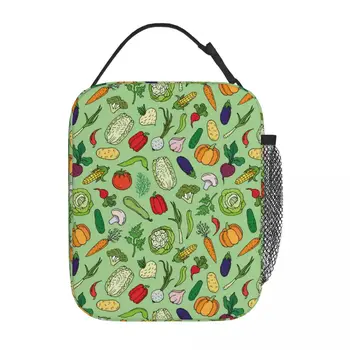  мультфильм дудл овощи изолированная сумка для обеда сумка для еды портативный термоохладитель ланч-боксы для школьного офиса