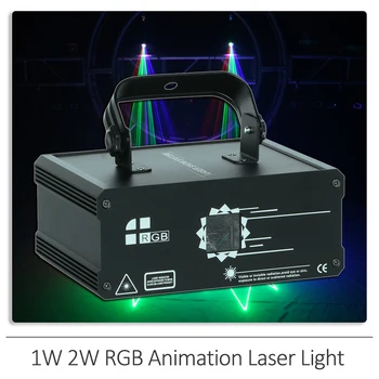 Новый 1 Вт 2 Вт RGB Анимация Лазерный Свет с Bluetooth APP Управляемый луч Сканирующий проектор DMX DJ Дискотека Рождественская сцена Эффект