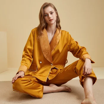 Новый комплект для сна с длинным рукавом для женщин весна / осень тонкий бархат утолщенный премиум-класса можно носить бархатные домашние меховые пижамные комплекты