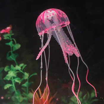  Новый светящийся эффект Искусственный силикон Яркие медузы Аквариум Аквариум Украшение Мини Подводная Лодка Подводные Украшения