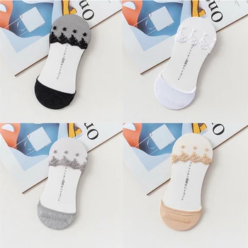  Носки для щиколотки Талия Тесное хлопковое кружево Новые женские носки против линьки Летние носки