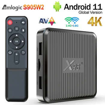 Оригинальная X98Q Smart TV Box Android 11.0 Amlogic S905W2 2G 16G 1G 8G AV1 3D 2.4G 5G Wifi 4K HDR Медиаплеер Приставка PK X96Q