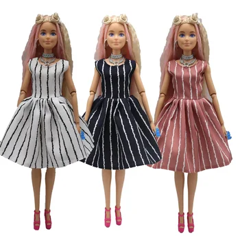 Платье Полосатой Принцессы Для Куклы Барби Одежда Для Барби Одежда 11,5 
