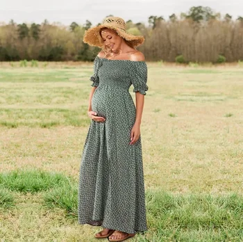 Платья для беременных для фотосессии Платье для беременности с квадратным воротником Реквизит для фотографии Макси-платье Платья для беременных женщин Одежда