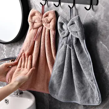 Полотенце для рук Мягкое толстое бант Висячее впитывающее полотенце Креативный Безворсовый кухонный носовой платок Тряпка Бытовая ванная комната Симпатичный