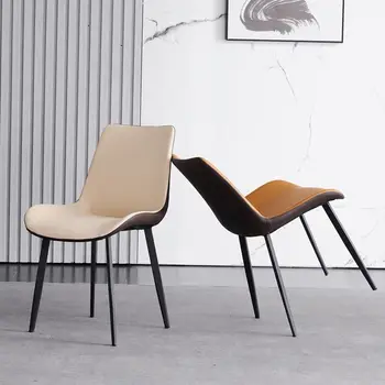 Простой стул со спинкой, удобный кожаный обеденный стул, бытовое железо, искусство, скандинавский минимализм, современный скандинавский стул для ресторана