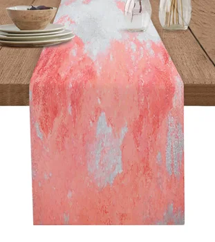 Пятнистая акварельная картина маслом Розовый стол Бегун Украшение Домашний декор Украшение обеденного стола Декор стола