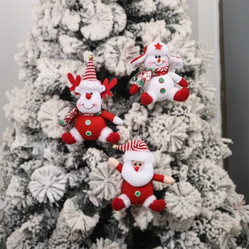 Рождественские мультяшные вязаные куклы Висячий Санта-Клаус Снеговик Кукла Счастливой рождественской елки Украшения для дома Рождественские украшения