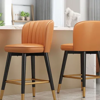 Столовая Металлический барный стул Роскошный кожаный современный скандинавский стул Кухня Высококачественный стиль Taburetes De Bar Домашняя мебель