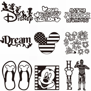 Уникальные английские слова Disney Dream Металлические режущие штампы Набор мышиных ушей Flim Slipper Mixed Dies для проекта DIY Scrapbooking 2023