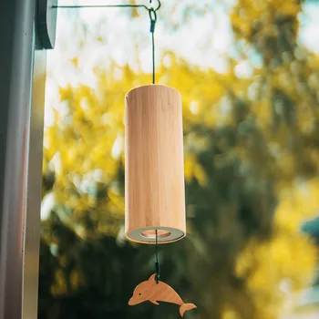  Уникальный бамбуковый колокольчик в японском стиле с естественными мелодическими тонами Аккордовый звон ручной работы Цилиндрический колокольчик ручной работы для садового крыльца