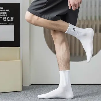 Хлопковые носки с вышивкой глаз Симпатичные японские Harajuku Белые чулочно-носочные изделия Причудливые носки Ins Средняя трубка Спортивные носки
