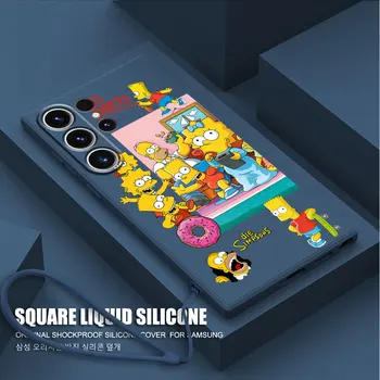 Чехол Симпсонов для Samsung Galaxy S9 S23 Ultra 5G S22 S10 Note 20 Ultra 10 Plus S8 S20 FE S21 Shell Мягкая квадратная крышка для жидкости