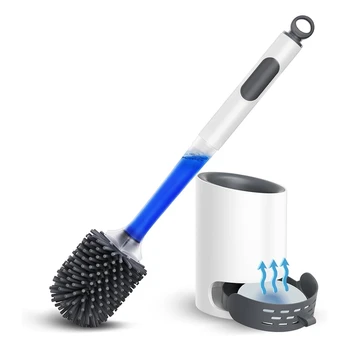 Щетка для чистки унитаза, силиконовый ершик для унитаза с многоразовой ручкой Дозатор - Поломоечная машина Rv Cleaner Ершик для унитаза