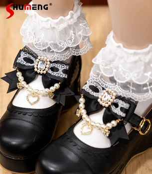 Японский милый жемчужная цепочка Зажим для обуви Lolita Barrettes Side Clip Mine Series Массовое производство Пары Хвощ Головной убор Обувь Орнамент